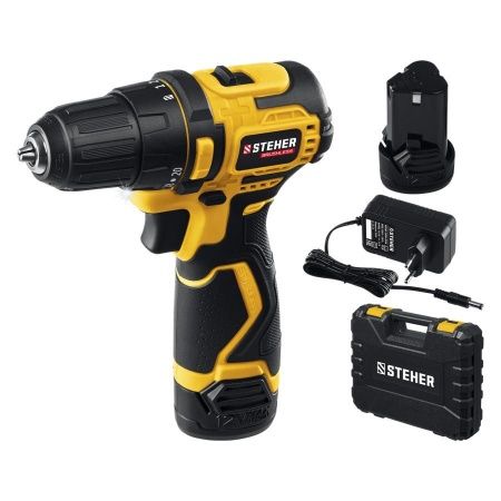 STEHER 12 В, 40 Н·м, 2 АКБ (2 А·ч), бесщеточная дрель-шуруповерт, кейс (CDB-120-2) по цене 3 720 руб. купить в Воронеже.