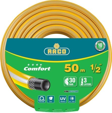 Поливочный шланг RACO COMFORT 1/2″ 50 м 30 атм трёхслойный армированный