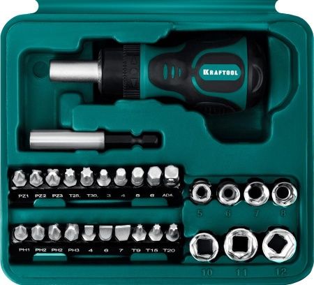 KRAFTOOL Kompakt-29 набор: реверсивная отвертка с насадками 29 шт по цене 1 560 руб. купить в Воронеже.