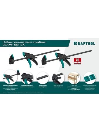 KRAFTOOL 2Х, 300/450 мм, 2 шт, набор пистолетных струбцин (32225-H2) по цене 2 090 руб. купить в Воронеже.