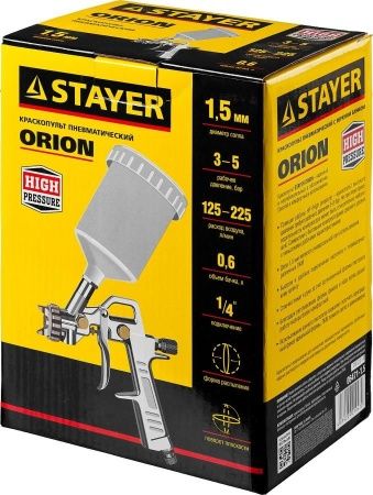 Краскопульт пневматический STAYER ORION G c верхним бачком, 1.5мм по цене 1 440 руб. купить в Воронеже. Краскопульт пневматический STAYER ORION G c верхним бачком, 1.5мм по цене 1 440 руб. купить в Воронеже.
