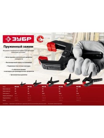ЗУБР МЗ-70, 65 х 75 мм, пружинный зажим (32247-7) по цене 148 руб. купить в Воронеже.