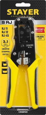 STAYER S-RJ, (RJ45, RJ11, RJ12), универсальный кримпер, Professional (22652) по цене 1 080 руб. купить в Воронеже.