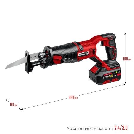ЗУБР 18В, 1 АКБ (4Ач), в коробке, пила сабельная. СПЛ-185-41 по цене 10 370 руб. купить в Воронеже.