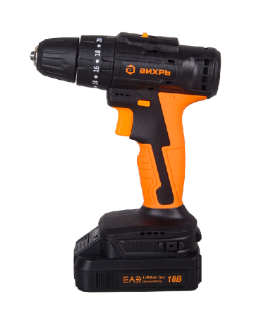 Дрель-шуруповерт ДА-18Л-2КУ/Б (2,0 А/ч) (бесщеточный двигатель) Вихрь по цене 6 490 руб. купить в Воронеже.