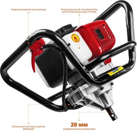 Мотобур (бензобур), d=60-200 мм, 52 см3, 1 оператор, ЗУБР по цене 17 440 руб. купить в Воронеже.