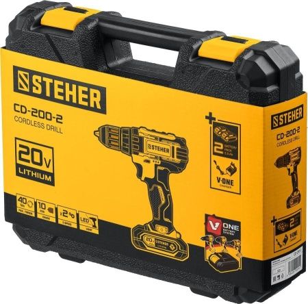 STEHER 20В, 2 АКБ (2Ач), в кейсе, дрель-шуруповерт. CD-200-2 по цене 3 720 руб. купить в Воронеже.