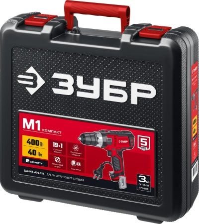 ЗУБР ДШ-М1-400-2 К дрель-шуруповерт сетевая, 400 Вт, 0-450/0-1800 об/мин, в кейсе по цене 4 650 руб. купить в Воронеже.