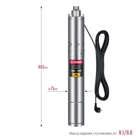 Скважинный насос винтовой ЗУБР, 90 м напор по цене 8 260 руб. купить в Воронеже.