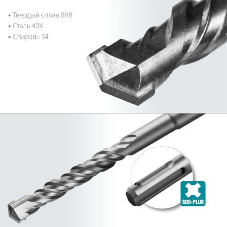 СИБИН 8 х 110 мм, SDS-plus бур (29312-110-08) по цене 89 руб. купить в Воронеже.