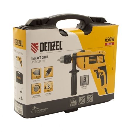 Дрель ударная ID-650, 650 Вт, 0-3000 об/мин, 48000 уд/мин Denzel по цене 4 360 руб. купить в Воронеже.