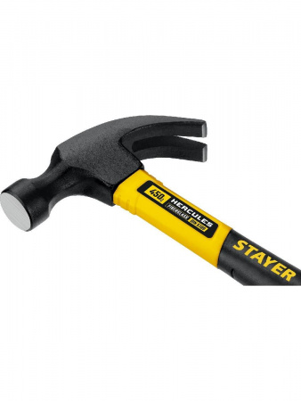 STAYER Hercules, 450 г, молоток-гвоздодёр столярный с фиберглассовой рукояткой, Professional (2026-450) по цене 790 руб. купить в Воронеже.