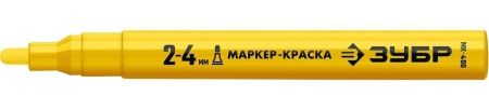 Маркер-краска ЗУБР, 2 мм круглый, желтый, МК-400, серия Профессионал