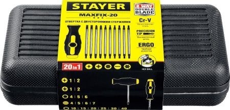 STAYER Hercules-20-in-1 набор: отвертка с переставными стержнями 20 шлицов по цене 890 руб. купить в Воронеже.