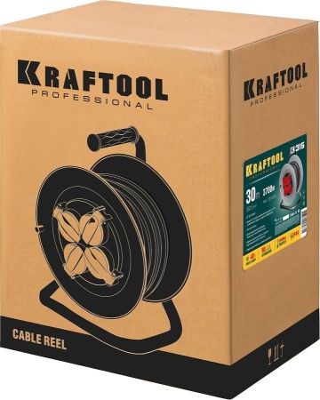 Силовой удлинитель на стальной катушке KRAFTOOL КГ 3х1.5 30м 3700Вт IP44, K-315 по цене 9 990 руб. купить в Воронеже.