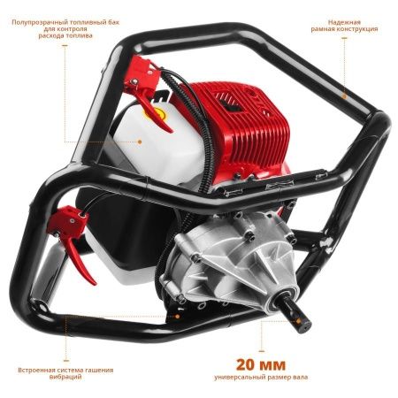 Мотобур (бензобур), d=60-250 мм, 52 см3, 2 оператора, ЗУБР по цене 19 410 руб. купить в Воронеже.