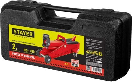 STAYER R-22 RED FORCE, в кейсе, 2 т, 125 - 320 мм, подкатной домкрат для легковых а/м, Professional (43152-2-K) по цене 3 340 руб. купить в Воронеже.