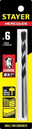 STAYER Hercules, 6 x 100 мм, cверло по бетону, Professional (2915-100-06) по цене 94 руб. купить в Воронеже.