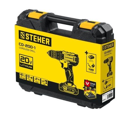 STEHER 20В, 1 АКБ (2Ач), в кейсе, дрель-шуруповерт. CD-200-1 по цене 2 590 руб. купить в Воронеже.