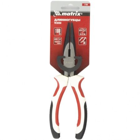 Длинногубцы прямые Premium, 180 мм, трехкомпонентные рукоятки Matrix по цене 471 руб. купить в Воронеже.