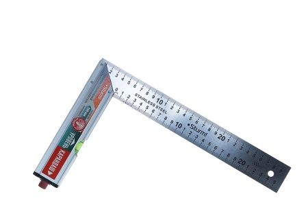 Угольник с уровнем и карандашом, 300мм, стальной, серия Кулибин, Sturm! по цене 840 руб. купить в Воронеже.