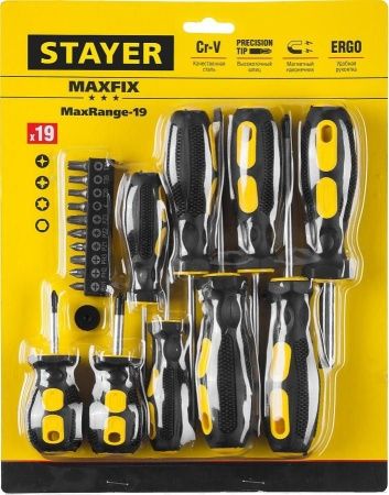 STAYER Hercules-19 набор: отвертка-битодержатель с насадками 19 шт по цене 890 руб. купить в Воронеже.