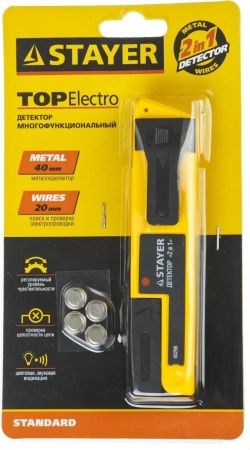 Металлодетектор STAYER ″STANDARD″ ″TOPElectro″ многофункциональный, 2в1 по цене 790 руб. купить в Воронеже.