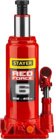 STAYER RED FORCE, 6 т, 216 - 413 мм, бутылочный гидравлический домкрат, Professional (43160-6) по цене 1 880 руб. купить в Воронеже. STAYER RED FORCE, 6 т, 216 - 413 мм, бутылочный гидравлический домкрат, Professional (43160-6) по цене 1 880 руб. купить в Воронеже.