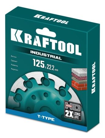 KRAFTOOL T-Type d 125 мм, сегментная алмазная чашка, INDUSTRIAL (33446-125) по цене 2 400 руб. купить в Воронеже.