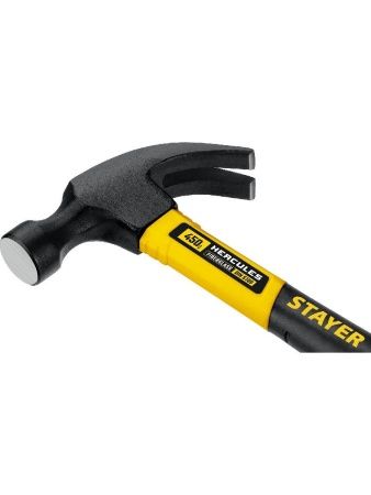 STAYER Hercules, 450 г, молоток-гвоздодёр столярный с фиберглассовой рукояткой, Professional (2026-450) по цене 770 руб. купить в Воронеже.