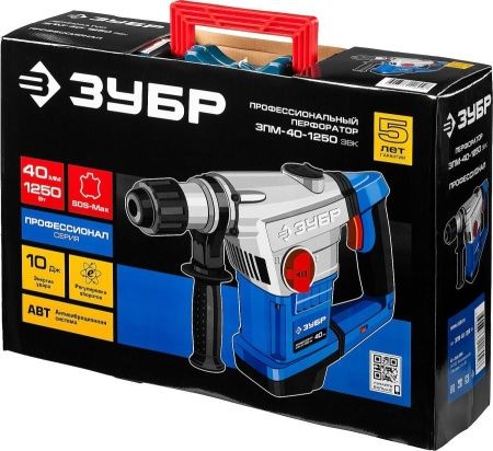 ЗУБР 1250 Вт, 40 мм, перфоратор SDS Max, серия Профессионал по цене 18 310 руб. купить в Воронеже.