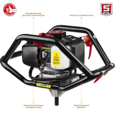 Мотобур (бензобур) со шнеком, d=60-250 мм, 52 см3, 2 оператора, ЗУБР по цене 21 680 руб. купить в Воронеже.