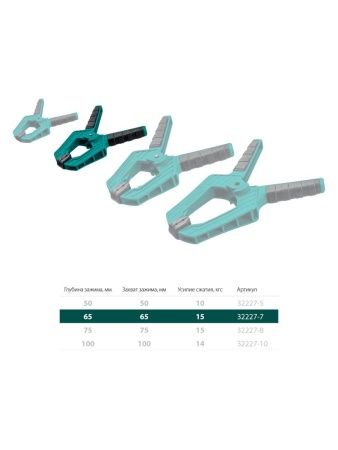 KRAFTOOL SC-7, 65 х 65 мм, пружинная струбцина (32227-7) по цене 304 руб. купить в Воронеже.