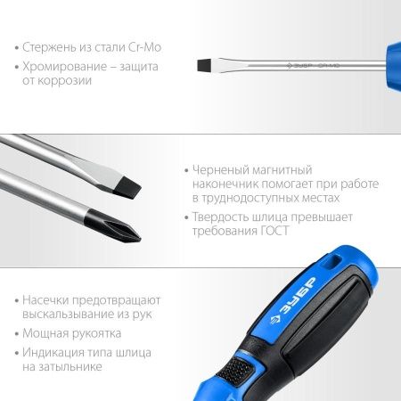 ЗУБР Профессионал-11 набор отверток 11 шт по цене 2 350 руб. купить в Воронеже.