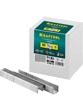 KRAFTOOL тип 21GA (80/Pr A/Senco AT) 16 мм, 5000 шт, скобы для степлера (31780-16)
