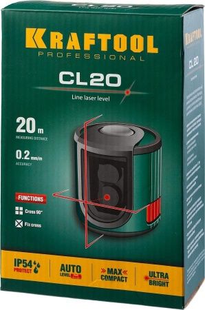 KRAFTOOL CL 20 нивелир лазерный , 20м, IP54, точн. +/-0,2 мм/м по цене 4 130 руб. купить в Воронеже.