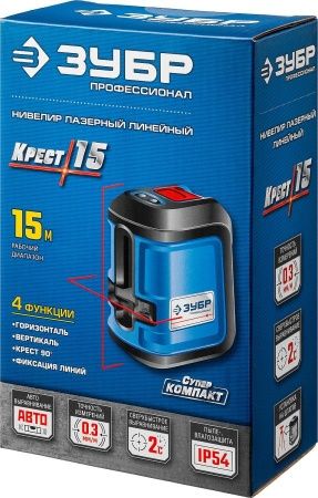 ЗУБР КРЕСТ 15 нивелир лазерный, суперкомпакт, 15м, точн. +/- 0,3мм по цене 3 950 руб. купить в Воронеже.