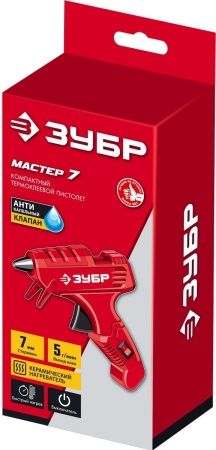 ЗУБР d 7 мм, выход клея 5 г/мин, электрический термоклеевой пистолет (06851-7) по цене 610 руб. купить в Воронеже.