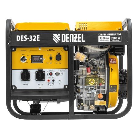 Генератор дизельный DES-32E, 3,2 кВт, 230 В, 11 л, электростартер Denzel по цене 89 690 руб. купить в Воронеже.