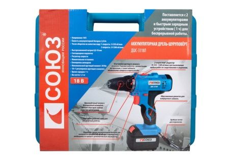 Аккумуляторный шуруповерт СОЮЗ ДШС-3318Л по цене  купить в Воронеже.