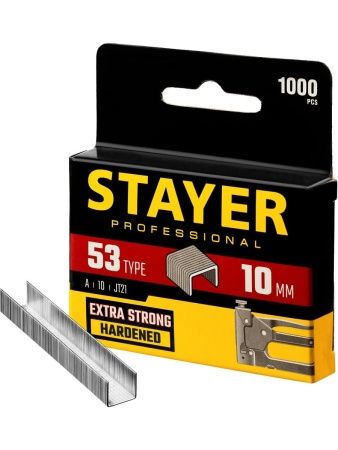 STAYER тип 53 (A/10/JT21), 10 мм, 1000 шт, калибр 23GA, скобы для степлера, Professional (3159-10)