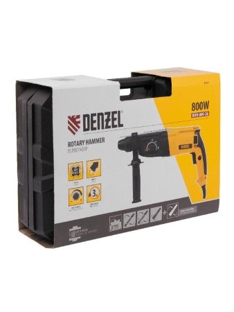 Перфоратор электрический RHH-800-26, SDS-plus, 800 Вт, 3 Дж, 3 плюс 1 реж. Denzel по цене 7 870 руб. купить в Воронеже.