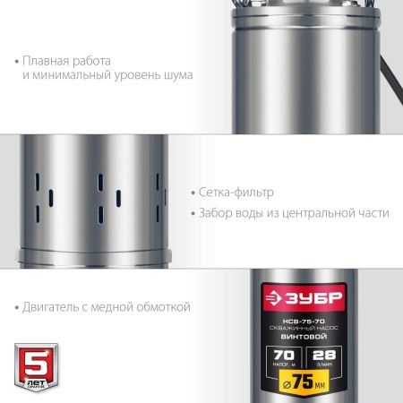 Скважинный насос винтовой ЗУБР, 70 м напор по цене 7 640 руб. купить в Воронеже.