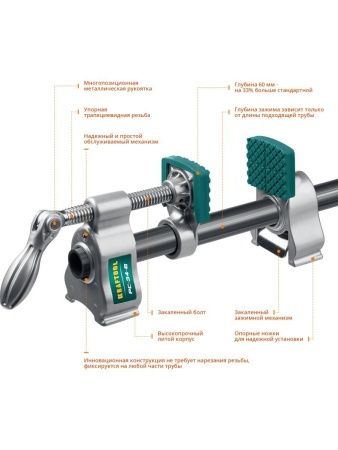 KRAFTOOL PC-34-6, 3/4″, трубная струбцина (32301-1) по цене 4 460 руб. купить в Воронеже.