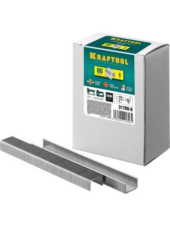 KRAFTOOL тип 21GA (80/Pr A/Senco AT) 8 мм, 5000 шт, скобы для степлера (31780-8)