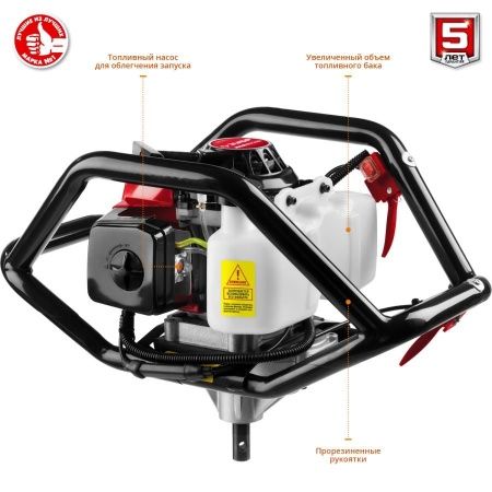Мотобур (бензобур) со шнеком, d=60-300 мм, 71 см3, 2 оператора, ЗУБР по цене 23 450 руб. купить в Воронеже.