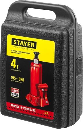 STAYER RED FORCE, в кейсе, 4 т, 195 - 380 мм, бутылочный гидравлический домкрат, Professional (43160-4-K) по цене 1 880 руб. купить в Воронеже. STAYER RED FORCE, в кейсе, 4 т, 195 - 380 мм, бутылочный гидравлический домкрат, Professional (43160-4-K) по цене 1 880 руб. купить в Воронеже.