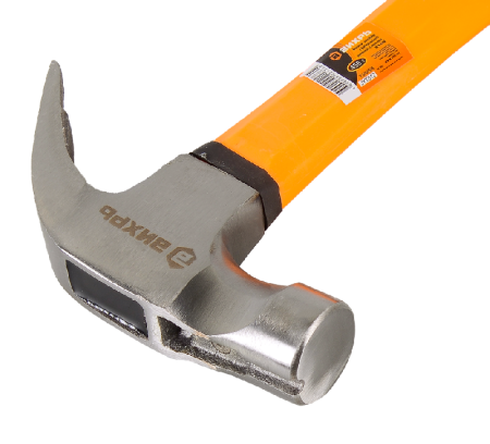 Молоток-гвоздодёр, 450гр., фиберглассовая двухкомпонентная ручка, с магнитом, Вихрь по цене 665 руб. купить в Воронеже.