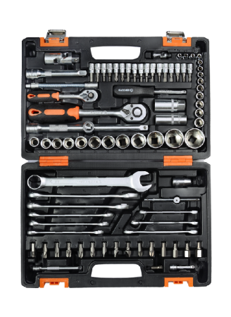 Набор инструментов, 1/2" , 1/4" , CrV, пластиковый кейс 82 предмета Вихрь