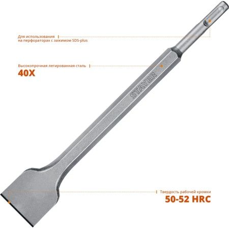 STAYER Gorilla Force, 40 х 250 мм, SDS-Plus, плоское зубило, Professional (29353-40-250) по цене 396 руб. купить в Воронеже.